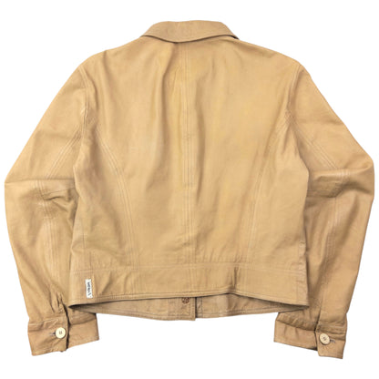 Vintage 2000s Armani Jeans Button Up Leather Jacket Womens Size M