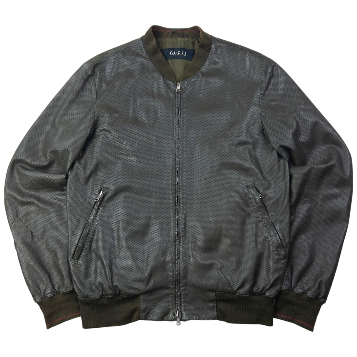 Vintage 2000s Gucci By Tom Ford Leather Bomber Jacket Size M