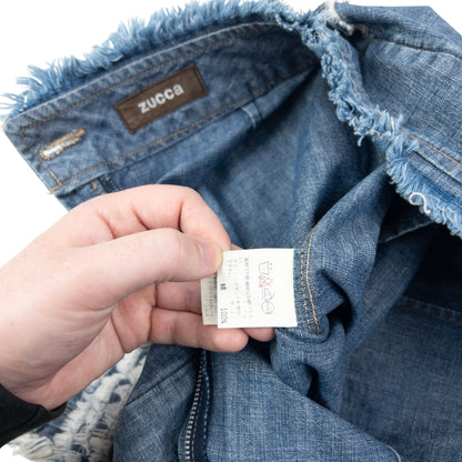 Vintage 2000s Cabane De Zucca By Issey Miyake Denim Ruffle Skirt Womens Size W29