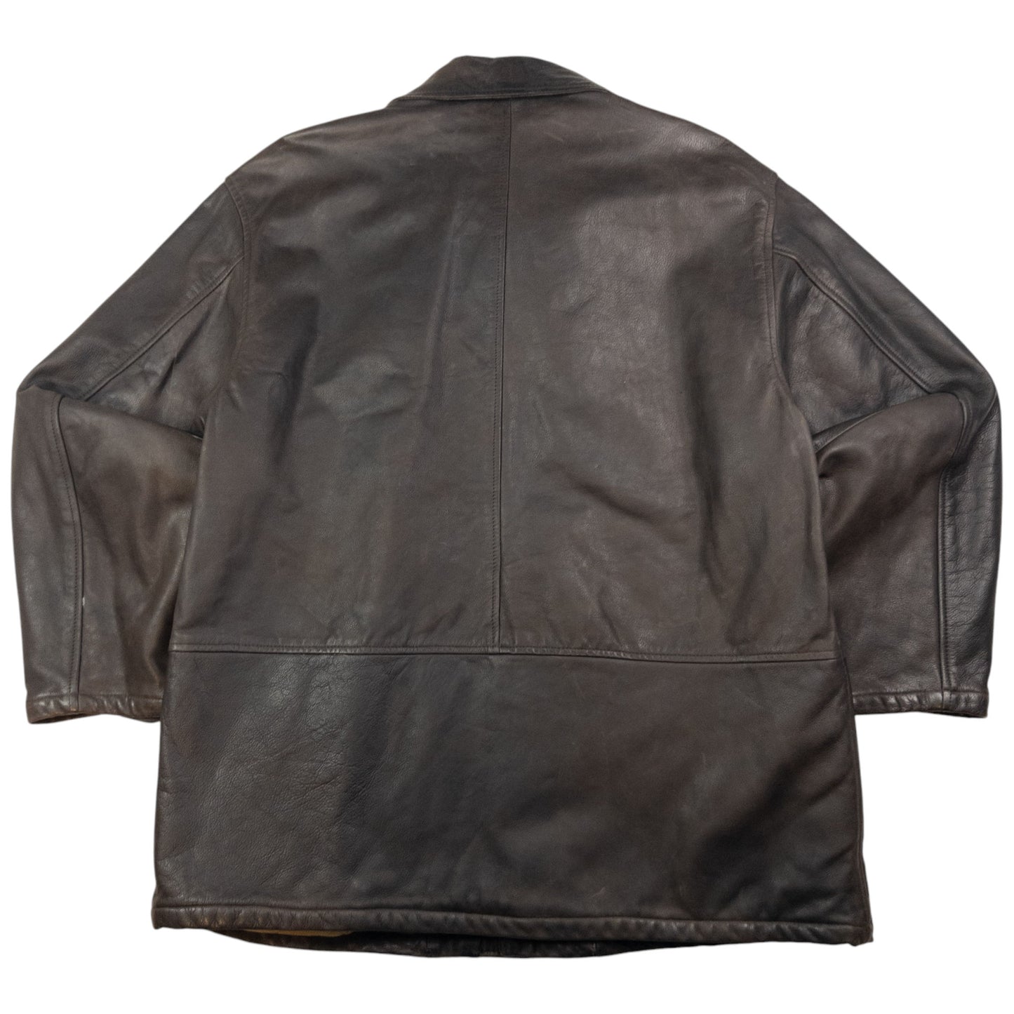 Vintage Armani Jeans Zip Up Leather Jacket Size XL