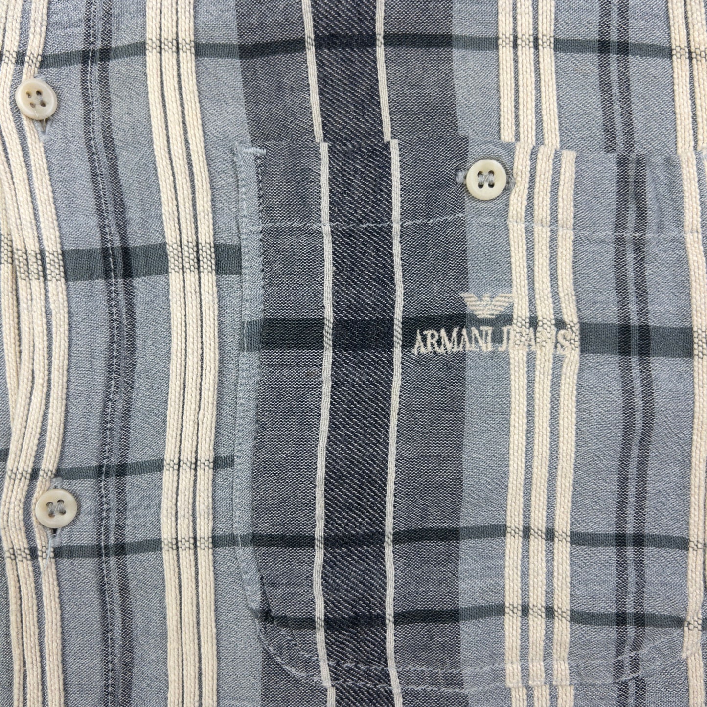 Vintage Armani Jeans Checkered Long Sleeve Button Up Shirt Size L