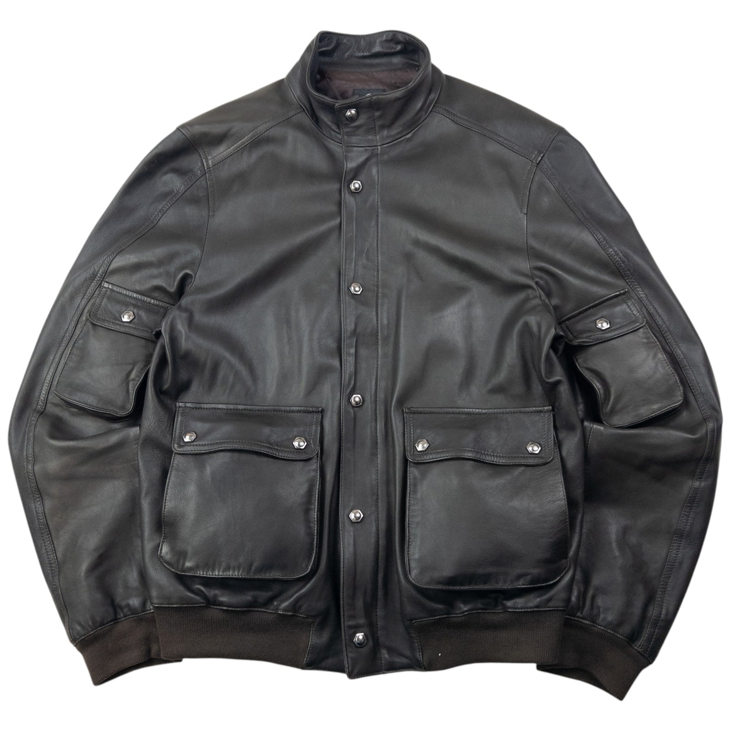Vintage 2000s Versace Jeans Couture Leather Cargo Jacket Size M