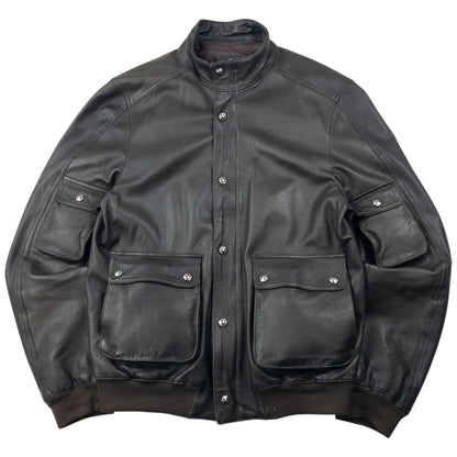 Vintage 2000s Versace Jeans Couture Leather Cargo Jacket Size M