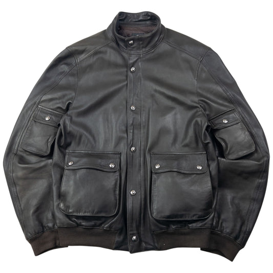 Vintage 2000s Versace Jeans Couture Leather Cargo Jacket Size M