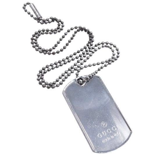 Vintage 2000s Gucci Embossed Dog Tag Necklace