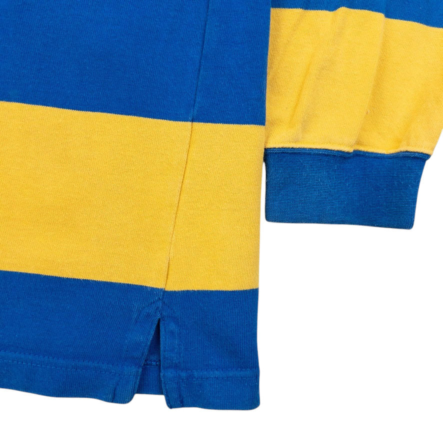 Vintage 80s YSL Yves Saint Laurent Striped Long Sleeve Rugby Polo Shirt Size S