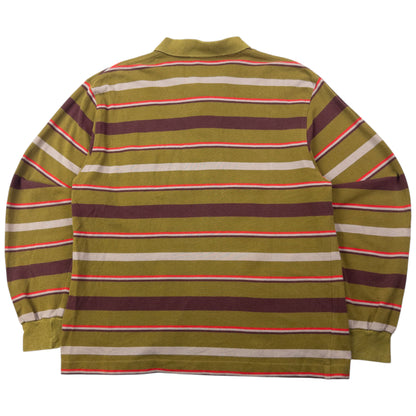 Vintage 80s YSL Yves Saint Laurent Striped Long Sleeve Polo Shirt Size S