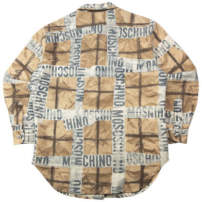 Vintage 2000s Moschino Jeans Tape Check Long Sleeve Button Up Wool Shirt Size M