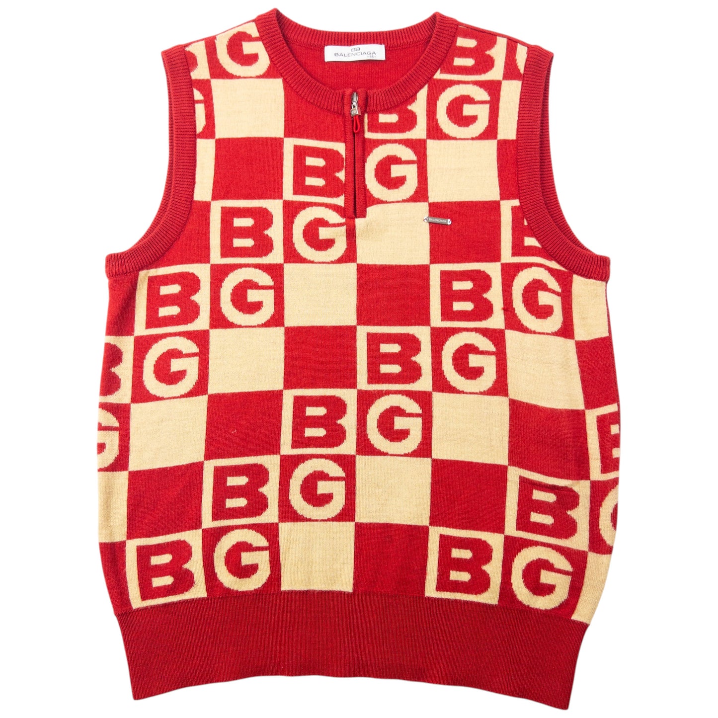 Vintage 90s Balenciaga Monogram Q Zip Sweater Vest Womens Size M