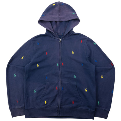 Vintage Polo Ralph Lauren Embroidered Monogram Zip Up Hoodie Size XS
