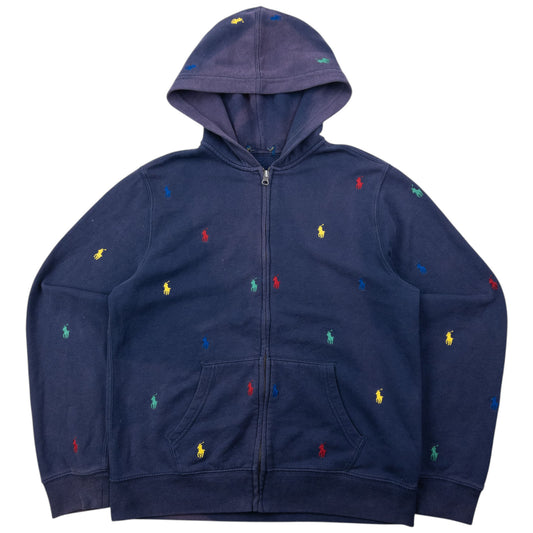 Vintage Polo Ralph Lauren Embroidered Monogram Zip Up Hoodie Size XS