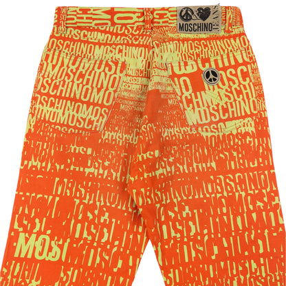 Vintage 90s Moschino Jeans Logo Text Print Trousers Size W29