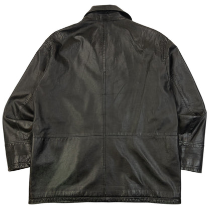 Vintage 2000s Burberry Nova Check Lined Leather Jacket Size M