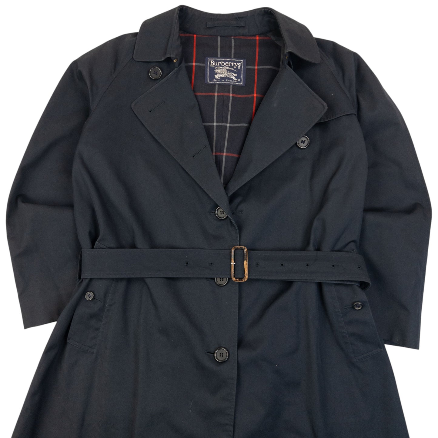 Vintage 90S Burberry Nova Check Lined Belt Waist Trench Jacket Womens Size XL