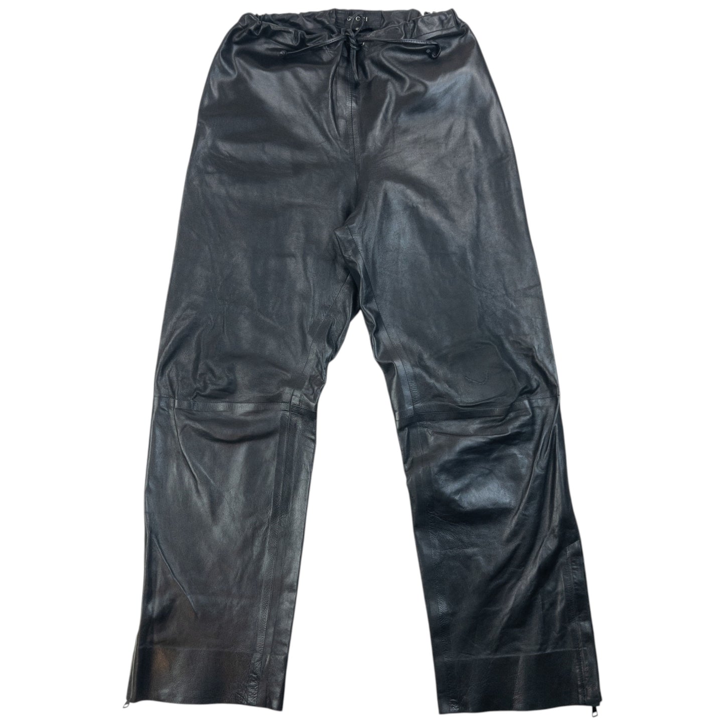 Vintage 2000s Gucci By Tom Ford Zip Cuff Leather Trousers Size L