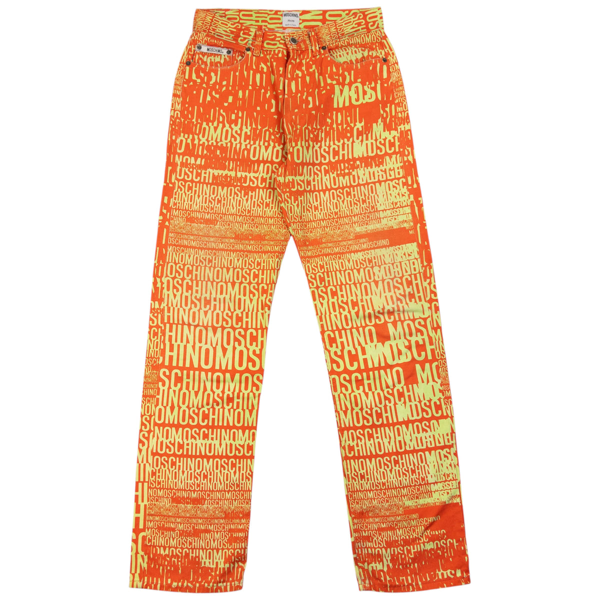 Vintage 90s Moschino Jeans Logo Text Print Trousers Size W29