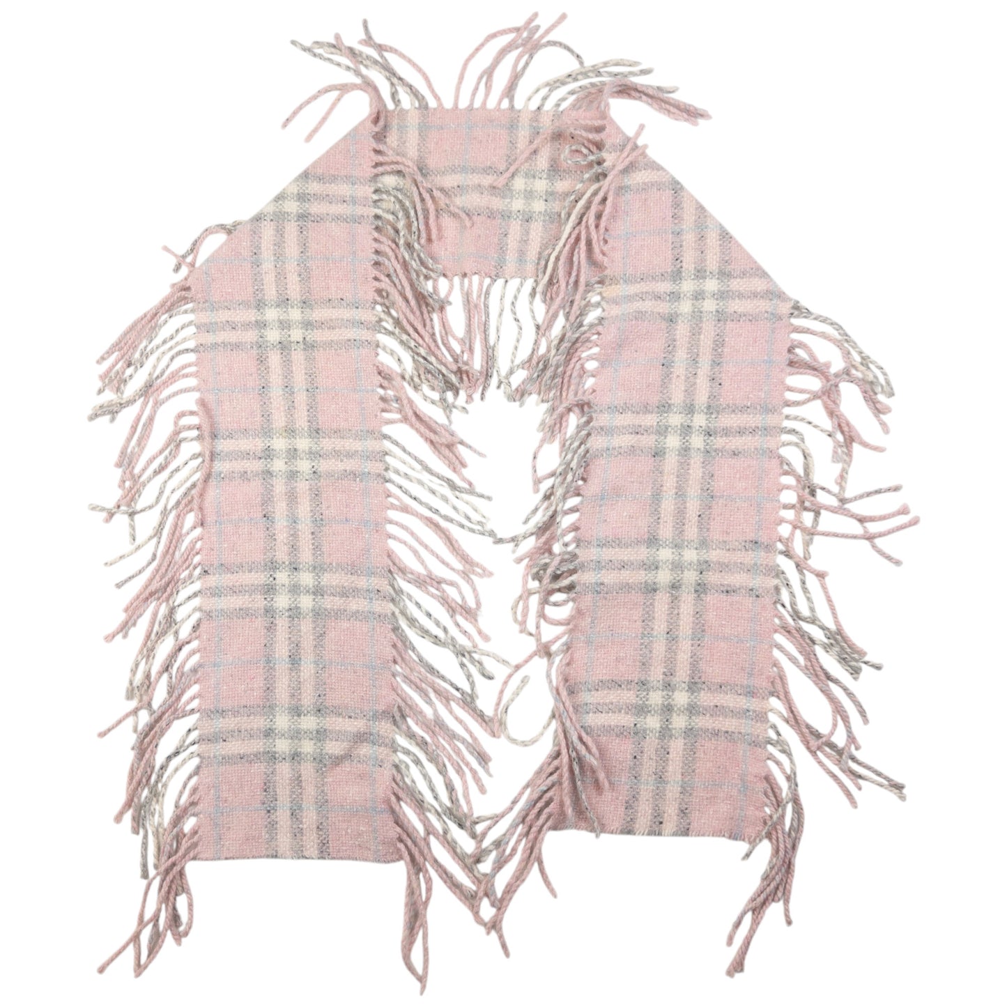 Vintage Burberry Nova Check Tassel Trim Knit Scarf