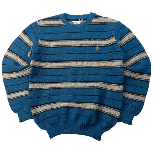Vintage 90s Dior Sports Striped Wool Knit Jumper Womens Size M