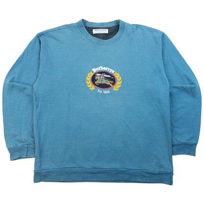Vintage 90s Burberry Embroidered Sweatshirt Size M