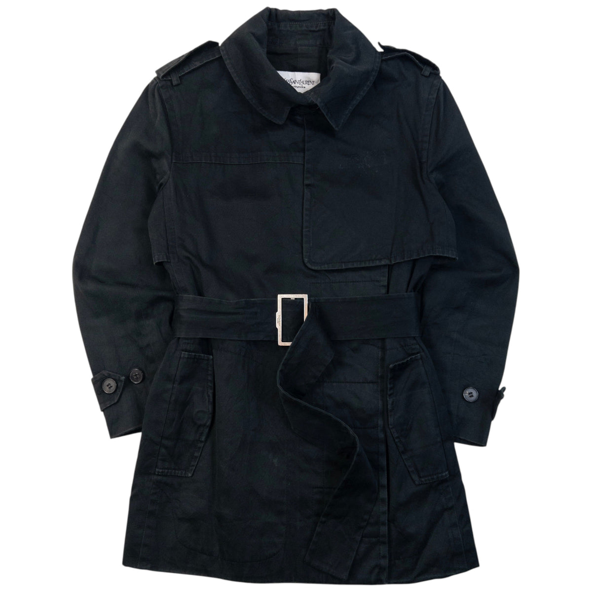 Vintage 2000s YSL Yves Saint Laurent By Tom Ford Belt Waist Trench Jacket Womens Size M