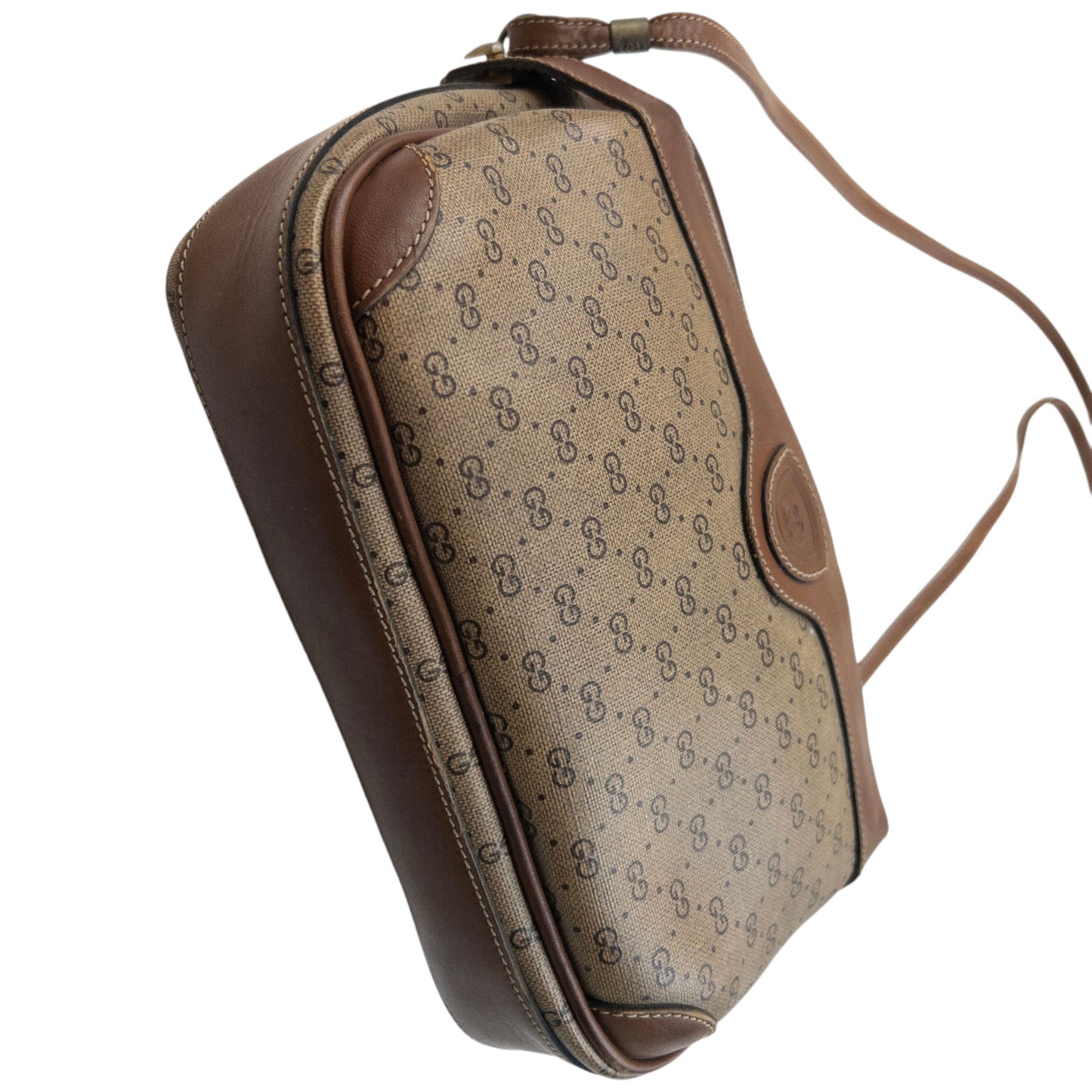 Vintage 80s Gucci Monogram Leather Crossbody Bag