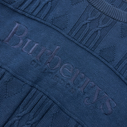 Vintage 90s Burberry Embroidered Knit Jumper Size M