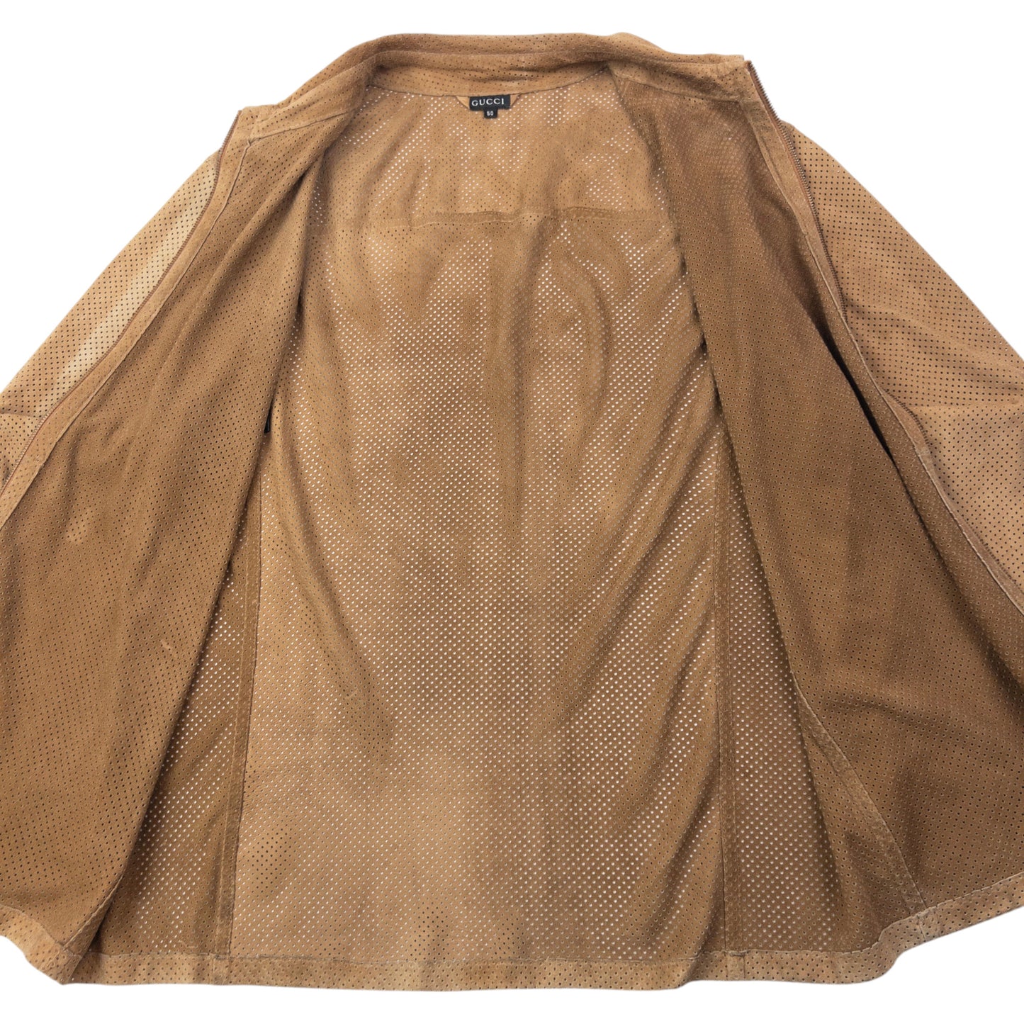 Vintage 2000s Gucci By Tom Ford Suede Perforated Lightweight Zip Up Jacket Size L