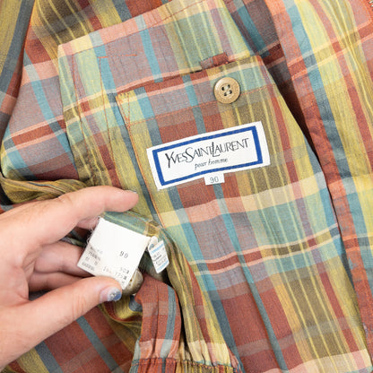 Vintage 80s YSL Yves Saint Laurent Checkered Harrington Jacket Size S