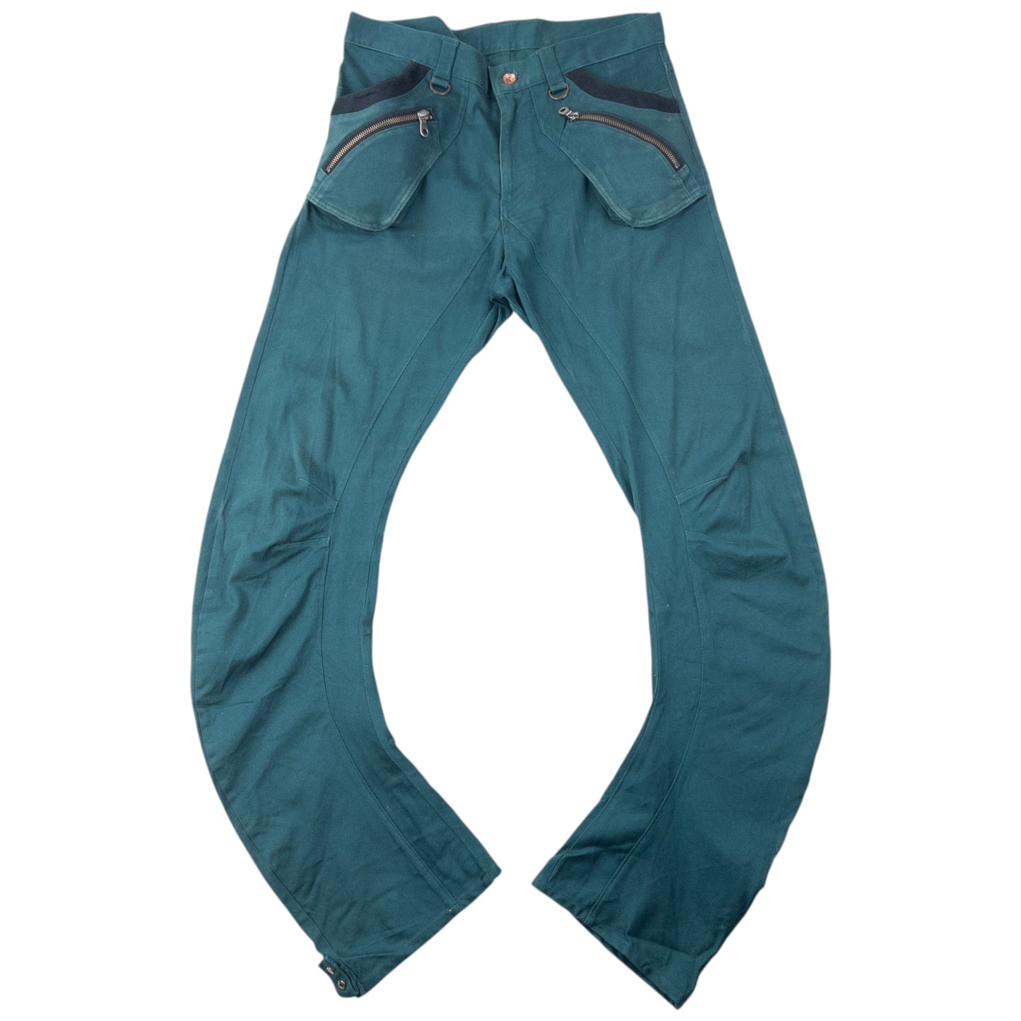 Vintage 2000s PPFM Curved Stacked Leg Cargo Trousers Size W31