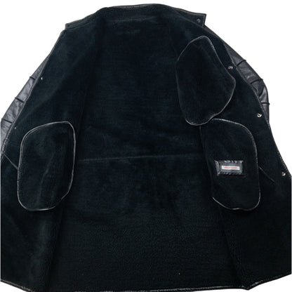 Vintage 2000s Versace Classic Fleece Lined Leather Jacket Size XL