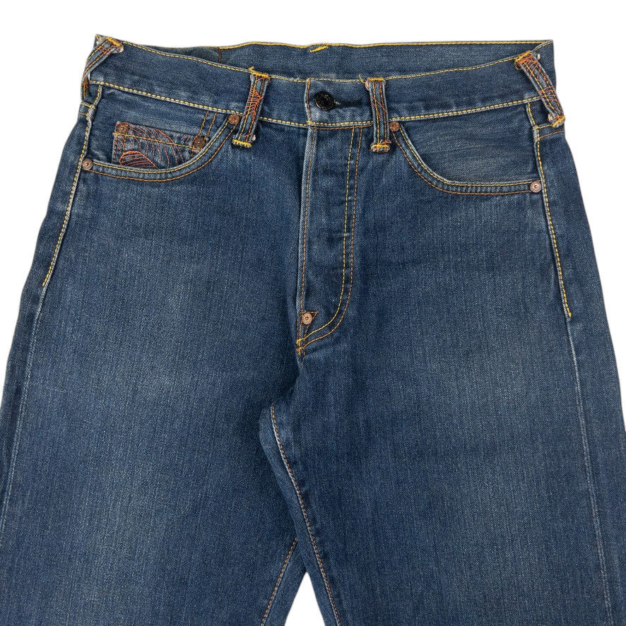 Vintage RMC Red Monkey Company Embroidered Wave Japanese Denim Jeans Size W29