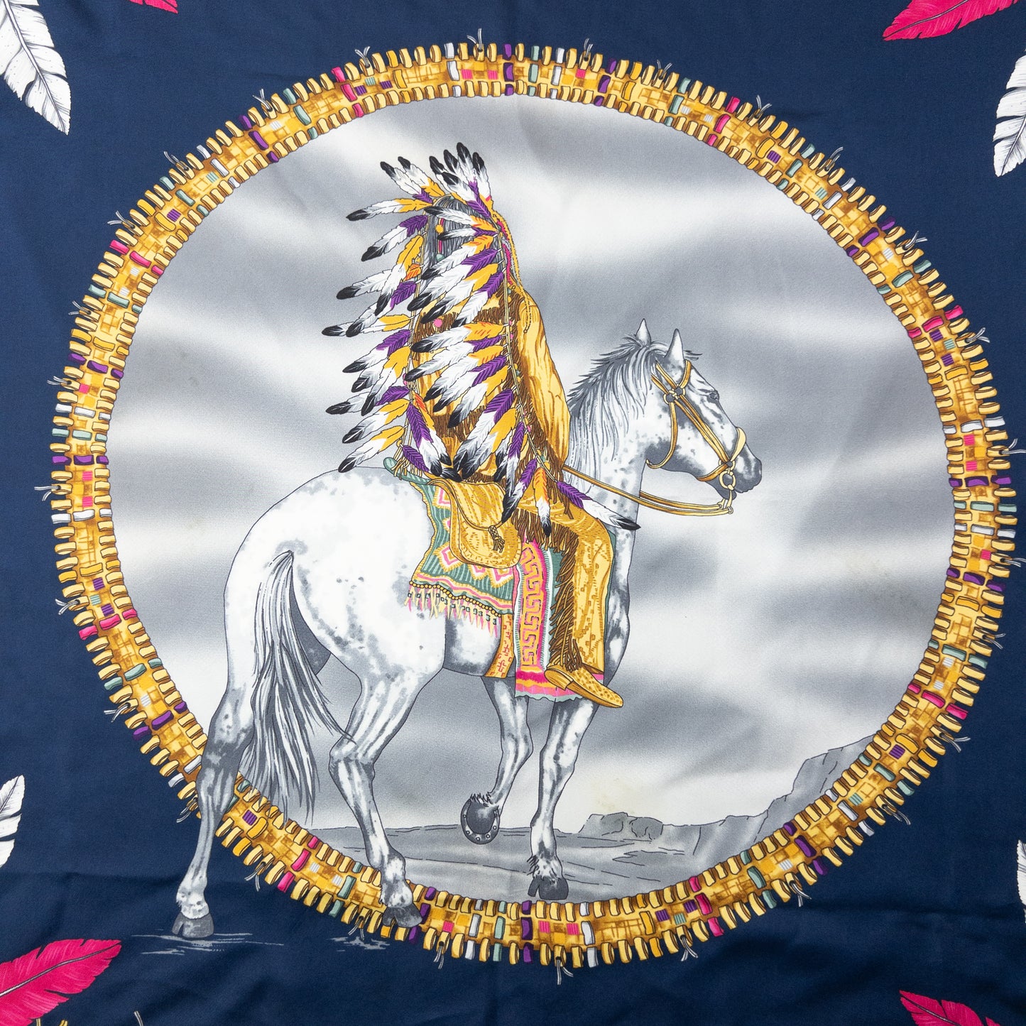 Versace Native American Print Silk Scarf