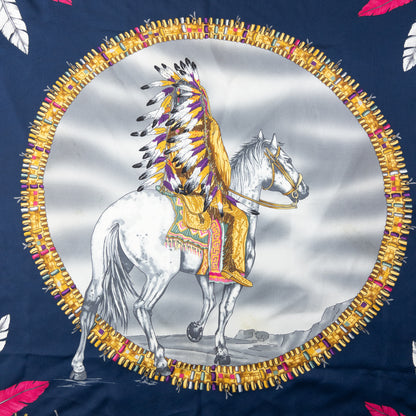 Versace Native American Print Silk Scarf