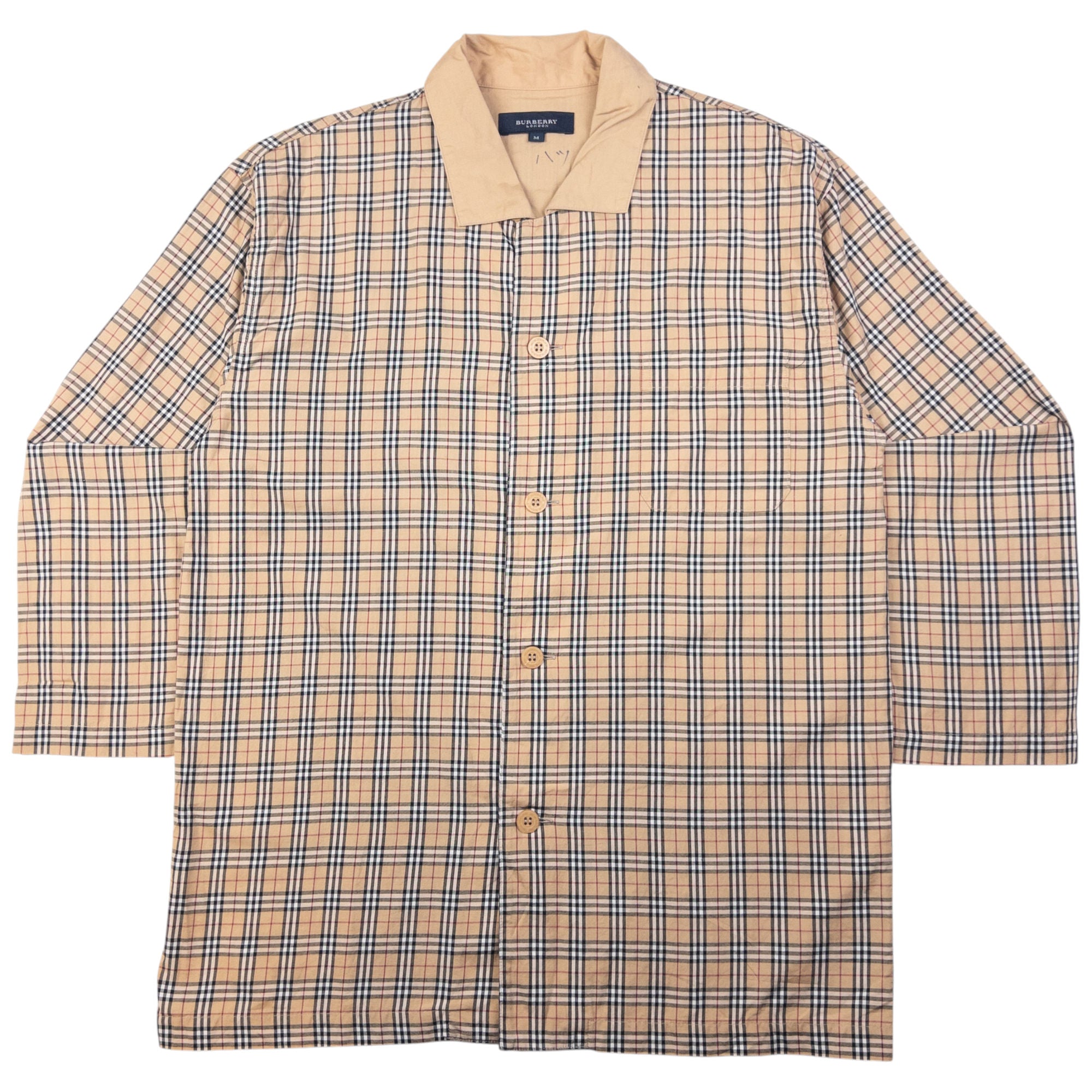Vintage Burberry Nova Check Long Sleeve Button Up Pyjama Shirt Size M