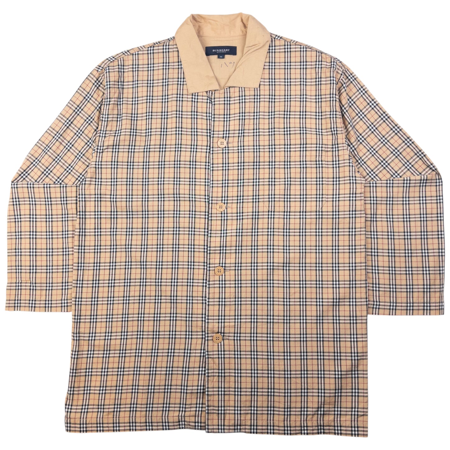 Vintage Burberry Nova Check Long Sleeve Button Up Pyjama Shirt Size M