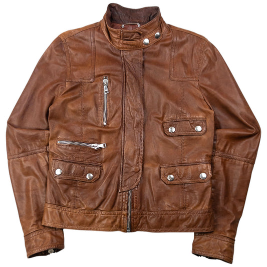 Vintage 2000s Dolce & Gabbana Zip Up Leather Jacket Womens Size S