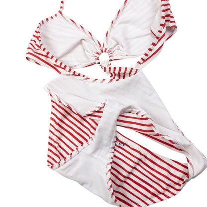 Vintage Burberry Brit Striped Monokini Swimming Costume Womens Size L