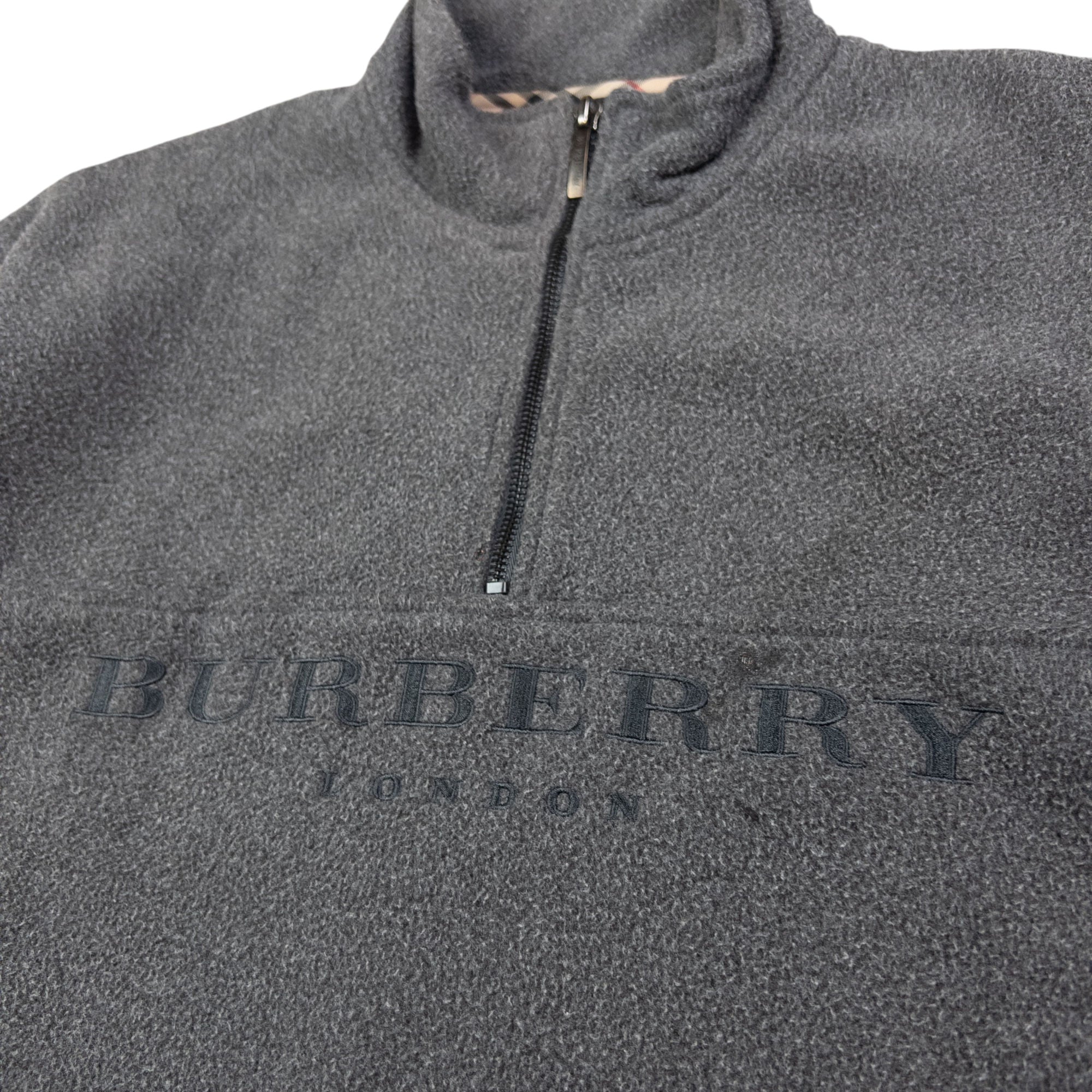 Vintage Burberry Q Zip Fleece Sweatshirt Size M