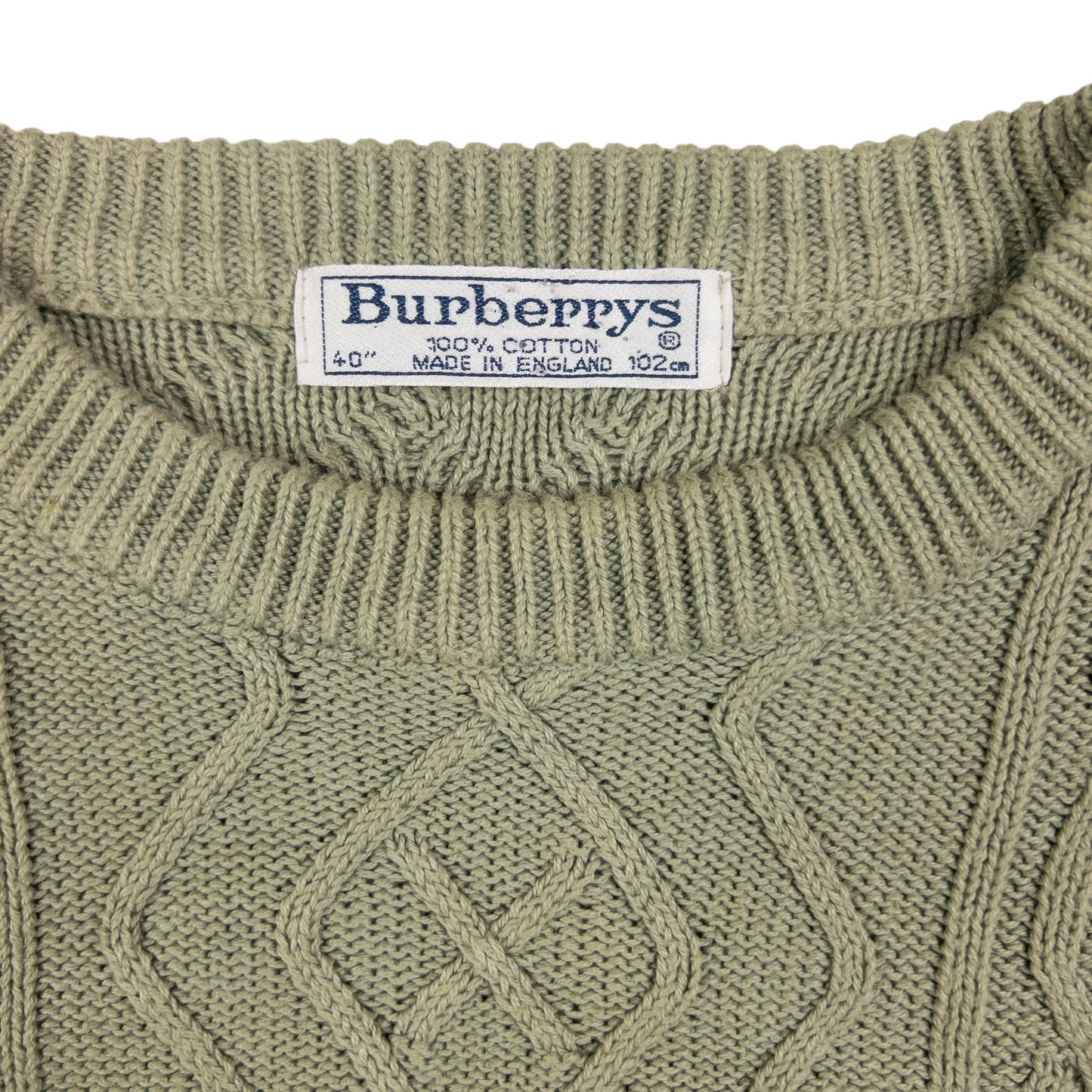 Vintage Burberry Embroidered Flag Cable Knit Jumper Size XL