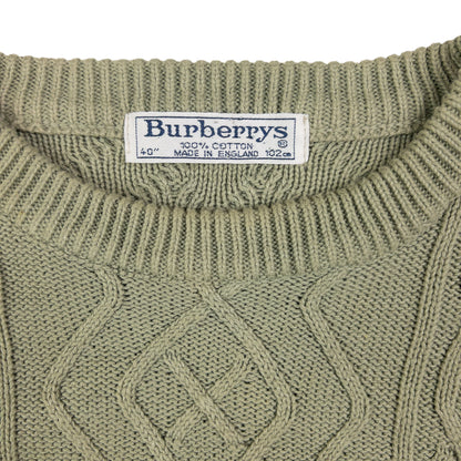 Vintage Burberry Embroidered Flag Cable Knit Jumper Size XL