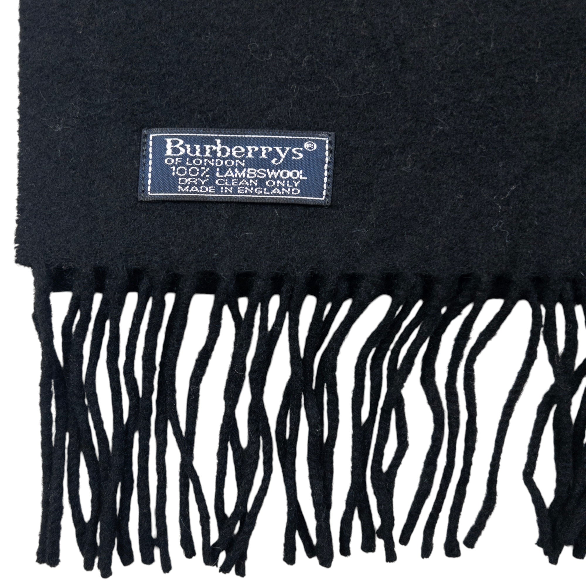 Vintage Burberry Embroidered Lambswool Tassel Scarf