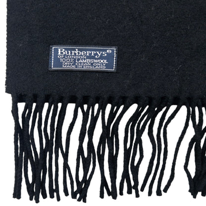 Vintage Burberry Embroidered Lambswool Tassel Scarf