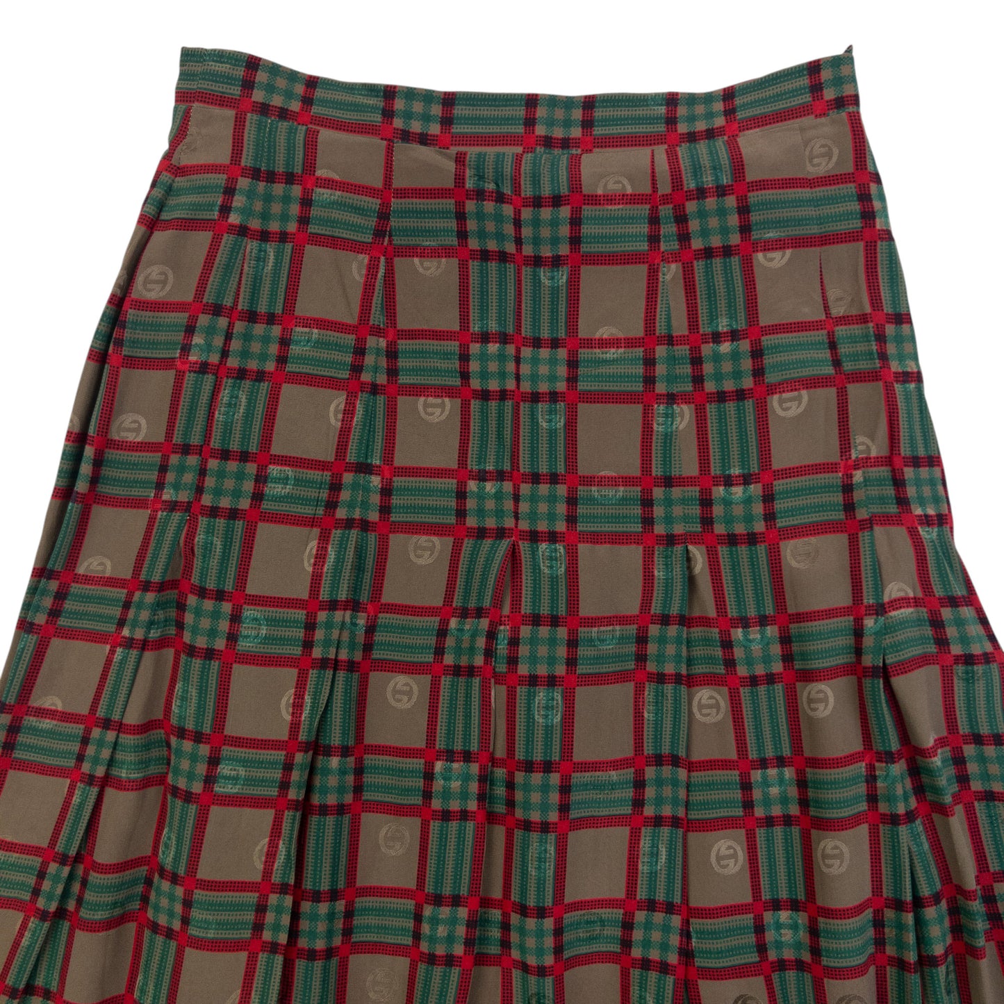 Vintage 80s Gucci Checkered Monogram Silk Skirt Womens Size W24
