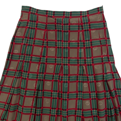 Vintage 80s Gucci Checkered Monogram Silk Skirt Womens Size W24