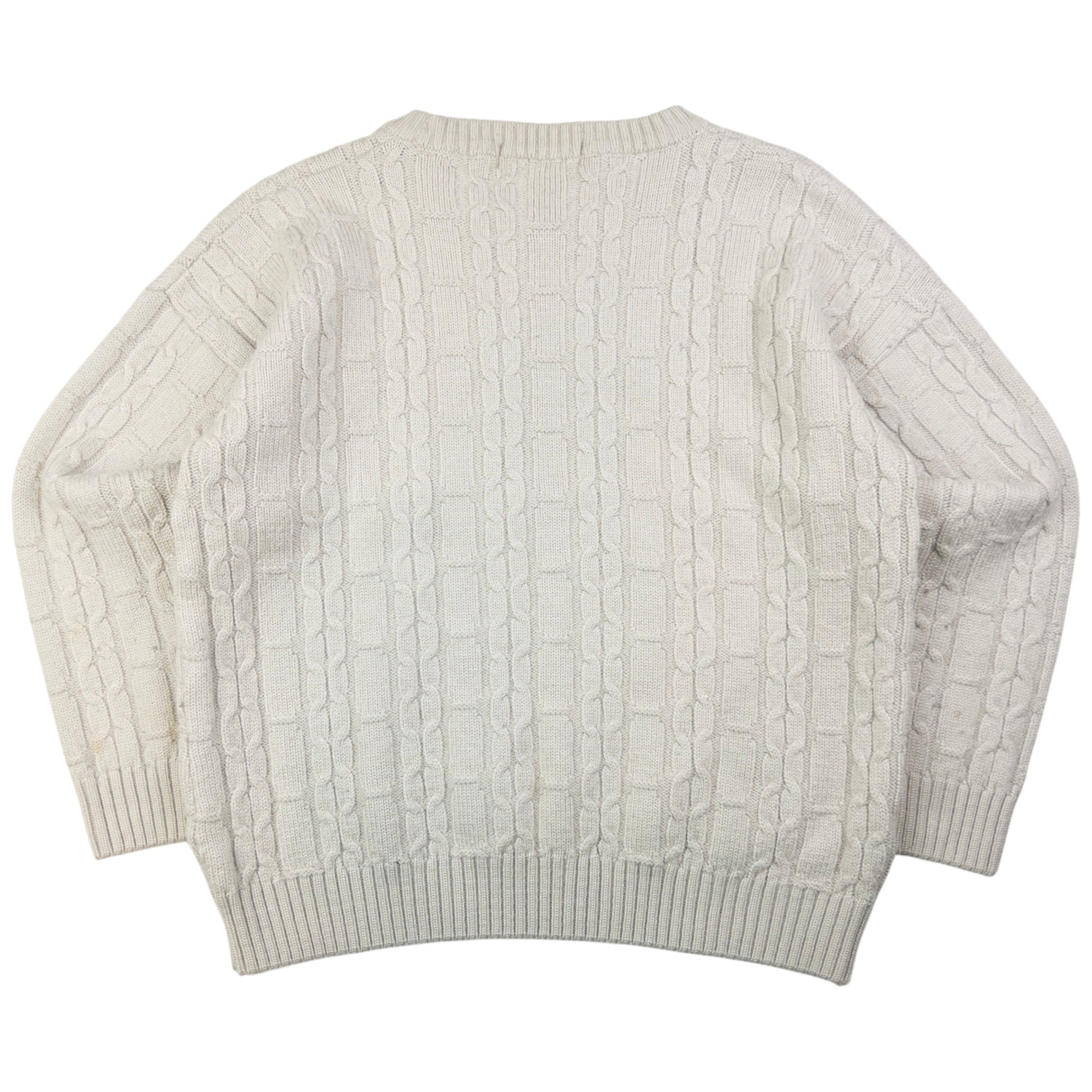 Vintage Burberry Embroidered Cable Knit Jumper Womens Size M