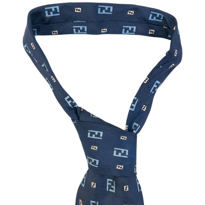 Vintage Fendi Monogram Silk Tie in blue, photo 2
