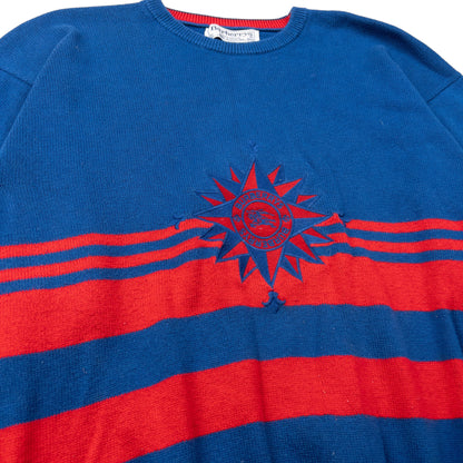 Vintage 90s Burberry Embroidered Striped Jumper Size M