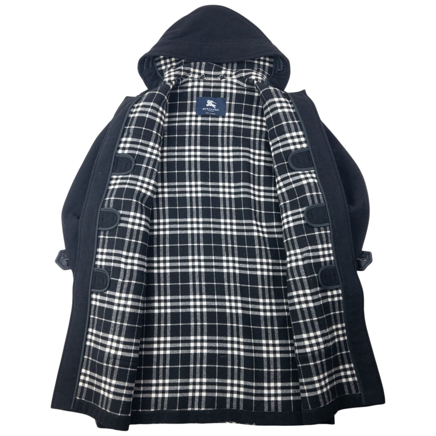 Vintage 2000s Burberry Nova Check Lined Wool Duffle Jacket Size M