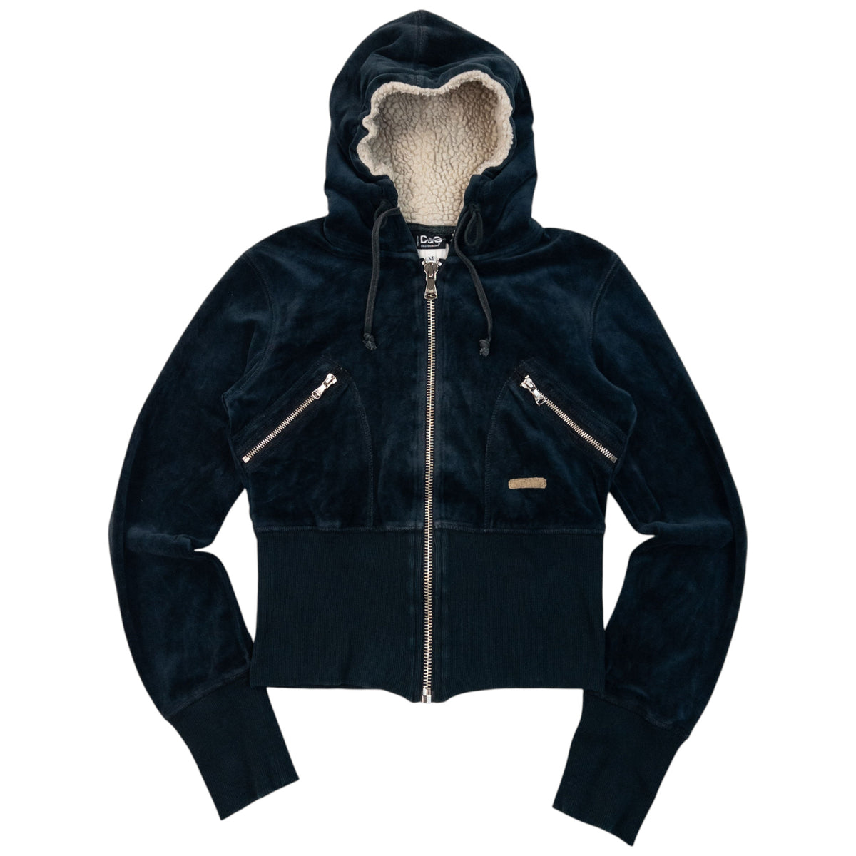 Vintage 2000s Dolce & Gabbana Velour Zip Up Hoodie Womens Size M