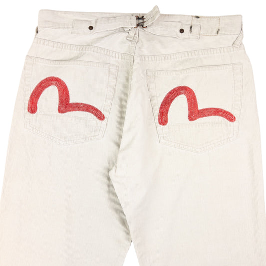 Vintage Evisu Double Gull Embroidered Corduroy Trousers Size W31